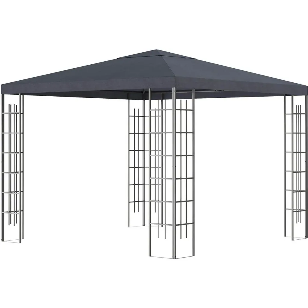 Gartenpavillon 3 x 3 m Pavillon Gartenzelt Partyzelt mit led Lichtern Stahl Polyester grau