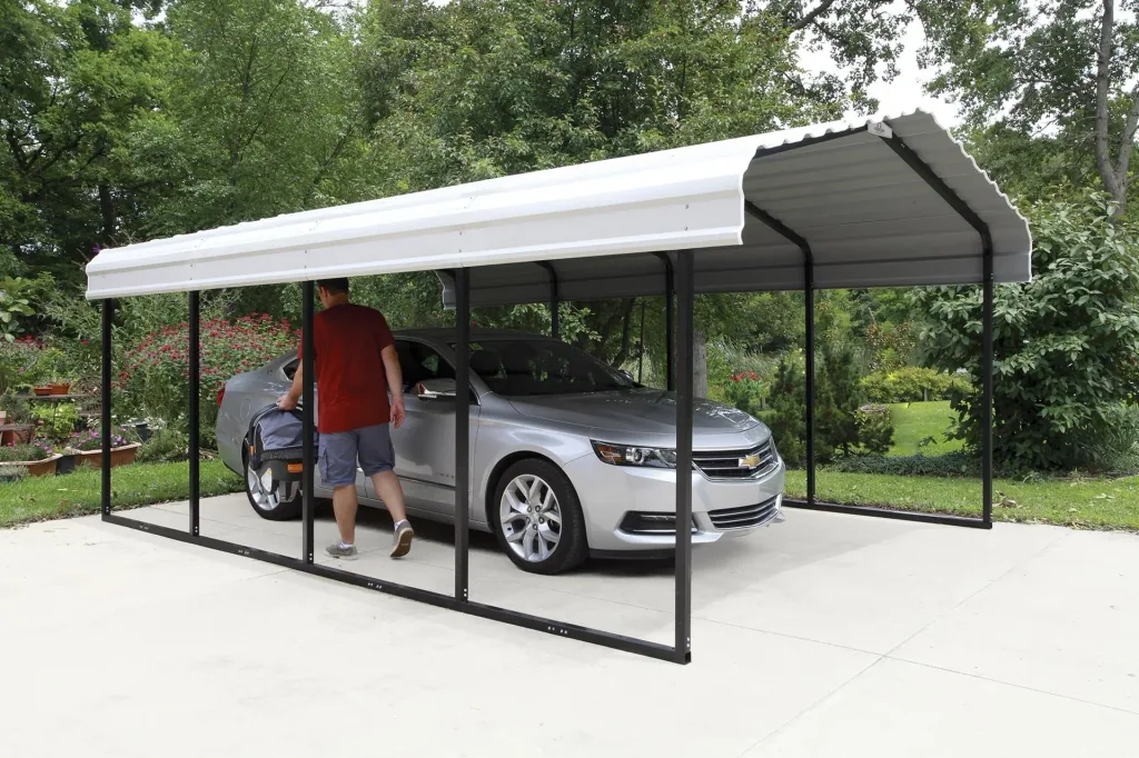 ShelterLogic Stahlcarport Neapel 370x610 cm beige/schwarz