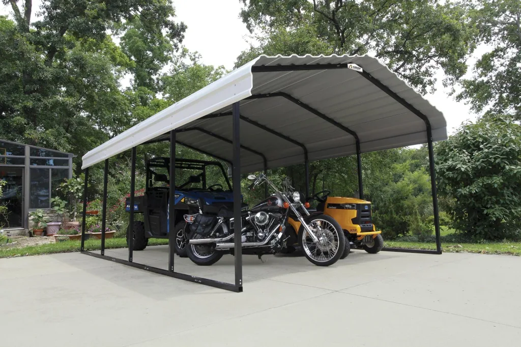ShelterLogic Stahlcarport Neapel 370x610 cm beige/schwarz
