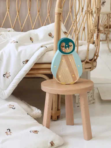 Little Lights Nachtlicht Kinder, Nachtlampe Mini-Pinguin - 100% Kiefernholz natur