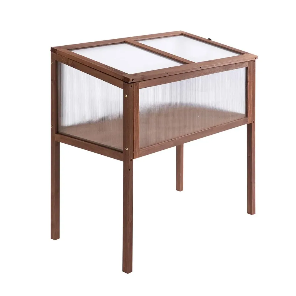 Hochbeet aus Holz Frühbeet Gewächstisch Kräuterbeet Pflanzkasten für Garten, Balkon und Terrasse Braun Tannenholz PC-Pla