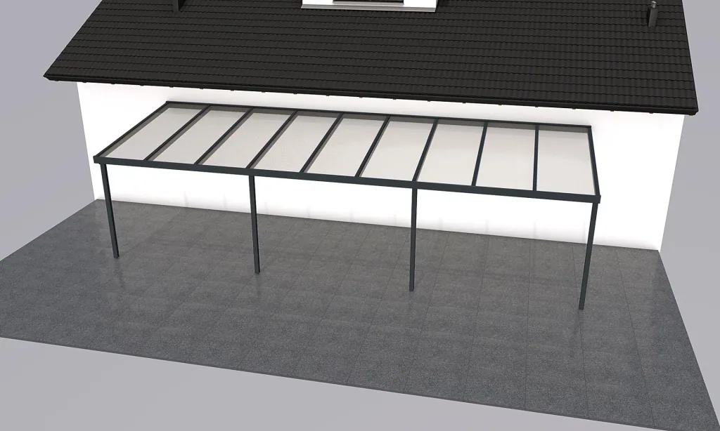 Terrassendach Premium, anthrazit, 9135 x 3060 mm - Polycarbonat Stegplatten 16 mm, bronze