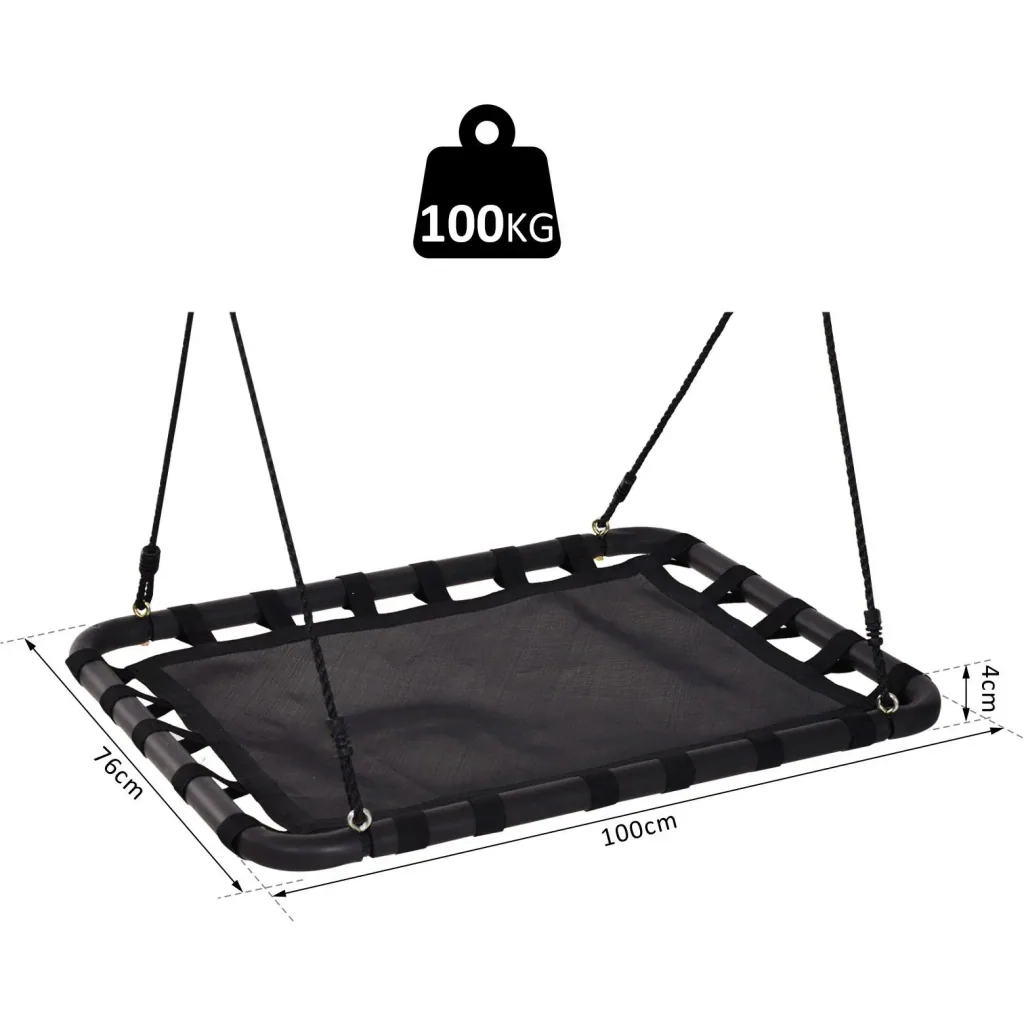 Nestschaukel Kinderschaukel Outdoor Schaukel Gartenschaukel bis 100 kg belastbar Schwarz 100 x 76 x 4 cm