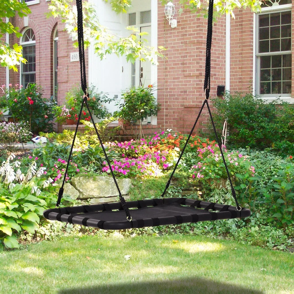 Nestschaukel Kinderschaukel Outdoor Schaukel Gartenschaukel bis 100 kg belastbar Schwarz 100 x 76 x 4 cm