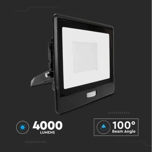 VT-158S LED-Flutlicht mit Sensor - 50 W - 4000 Lm - 4000K - Schwarz