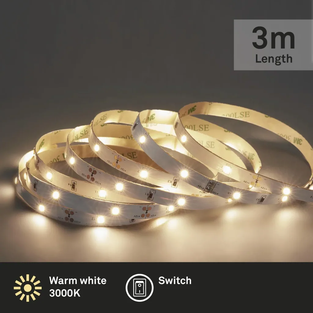 LED-Band, 3 m, weiß, 90 LEDs, 3.000 K, 10 Watt