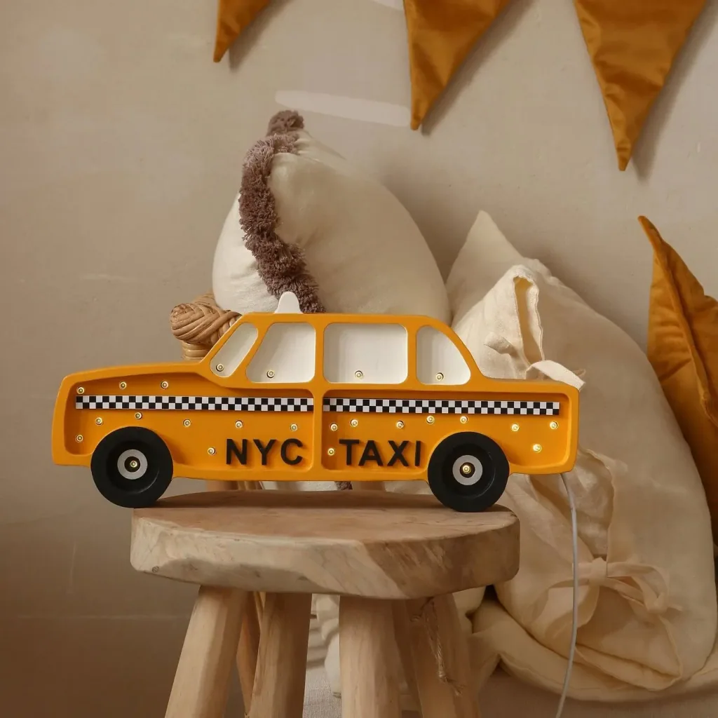 Little Lights Nachtlicht Kinder, Nachtlampe NYC-Taxi - 100% Kiefernholz natur