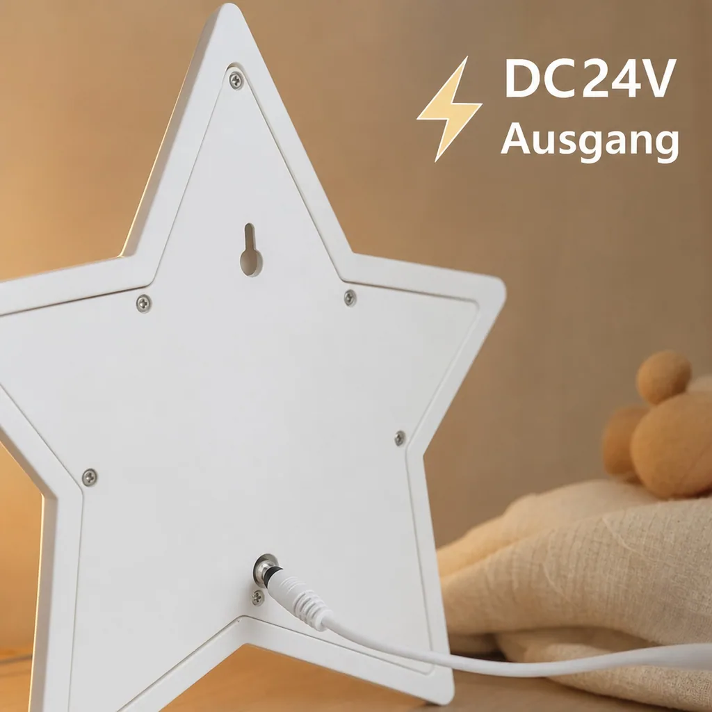 Little Lights Nachtlicht Kinder, Nachtlampe Stern - 100% Kiefernholz natur