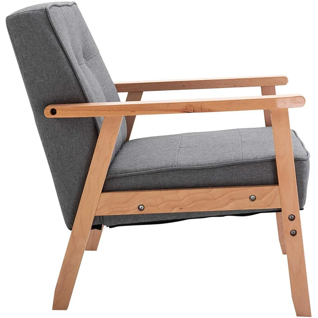 Einzelsofa Loungesessel Polsterstuhl mit Armlehnen Holzrahmen Leinen Grau 64,5 x 70 x 70 cm