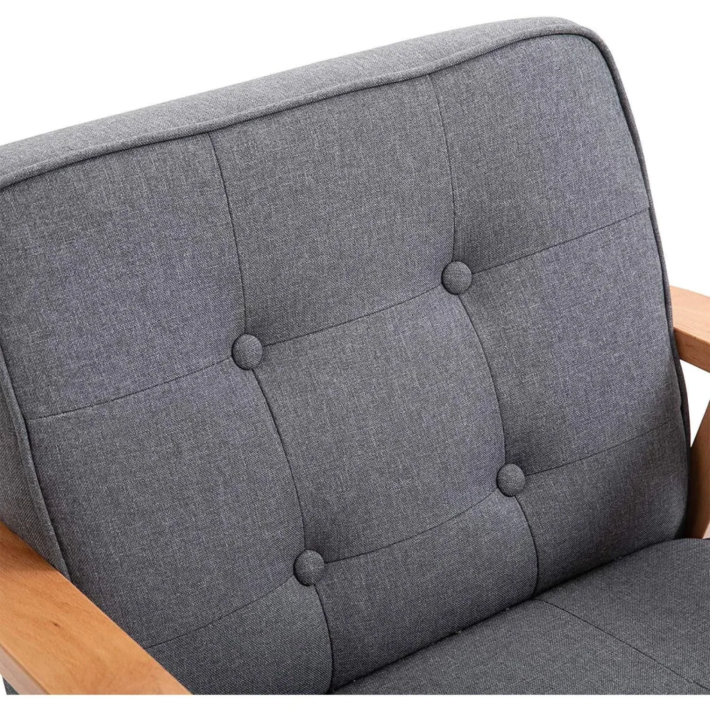 Einzelsofa Loungesessel Polsterstuhl mit Armlehnen Holzrahmen Leinen Grau 64,5 x 70 x 70 cm