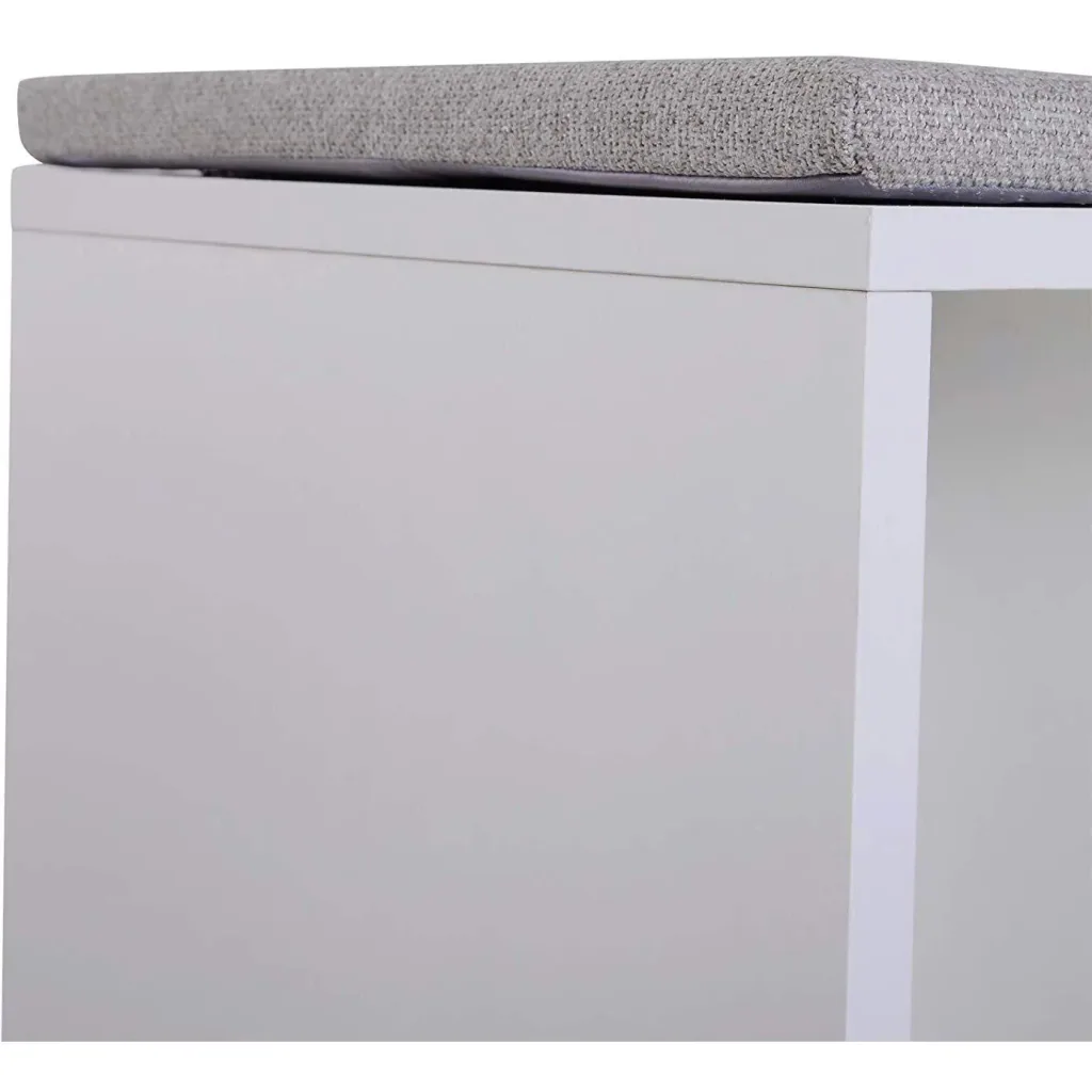 Schuhbank mit Sitzkissen Schuhschrank Schuhregal Lowboard Garderobe Flur Diele Holz Weiß 89,6 x 35,6 x 47 cm