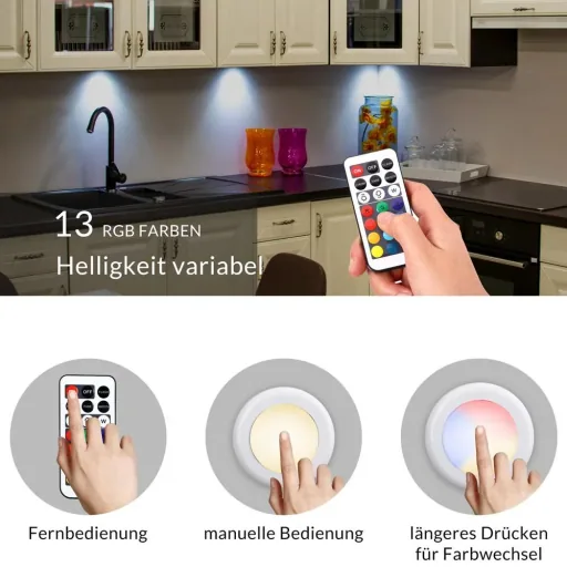 LED-Lampe 6er-Set Skab Bunt mit Fernbedienung