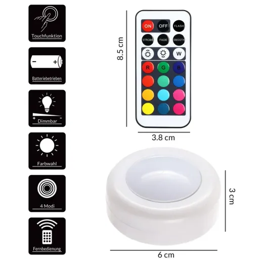 LED-Lampe 6er-Set Skab Bunt mit Fernbedienung
