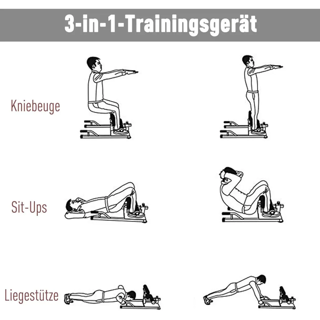 Kniebeugentrainer Beintrainer 3 in 1 Trainer verstellbar rollbar bis 120 kg Schwarz