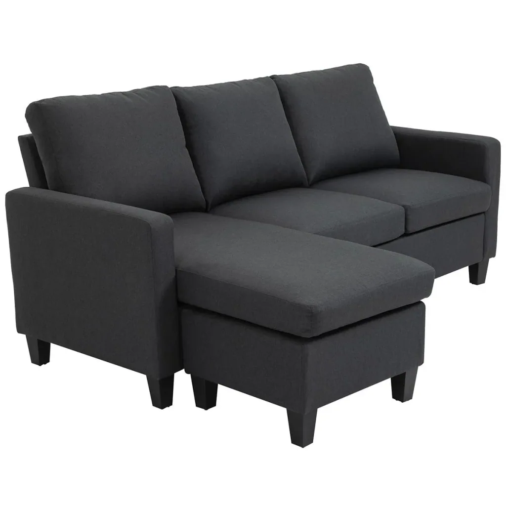 3-Sitzer Sofa mit zwei Liegesesseln und einer Chaiselounge Dunkelgrau