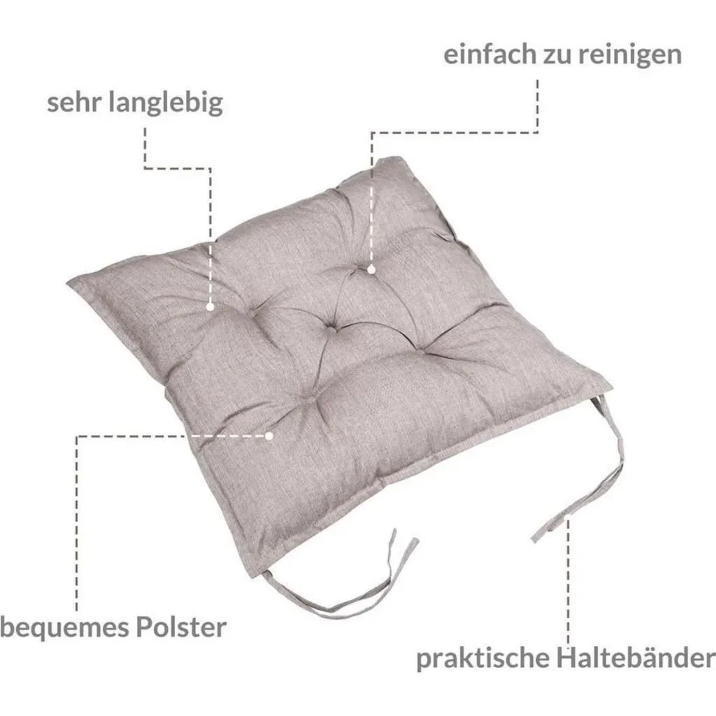 Stuhlkissen - Gartenstuhl Kissen - Set von 4 Stück Creme