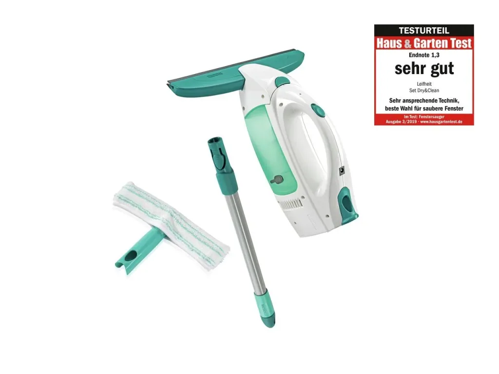 Akku-Fenstersauger "Dry & Clean" mit Spray, Stiel und Einwascher + GRATIS dazu Fensterspray 500 ml