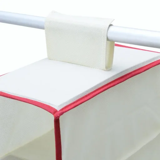2x Garderobenbügel mit 6 Fächern in beige/rot