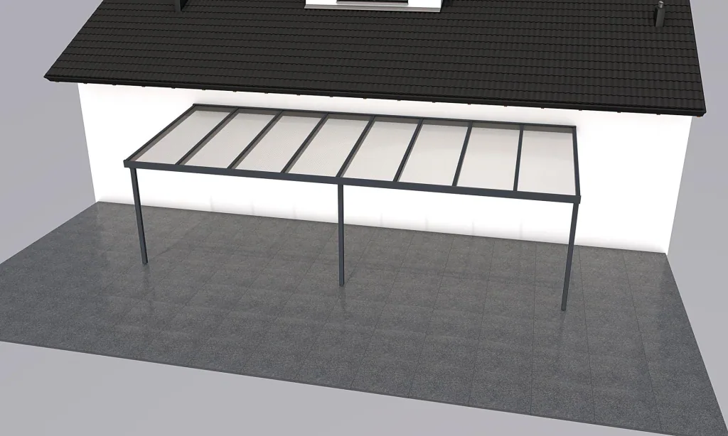 Terrassendach Premium, anthrazit, 8125 x 3060 mm - 10mm Verbundsicherheitsglas (VSG)