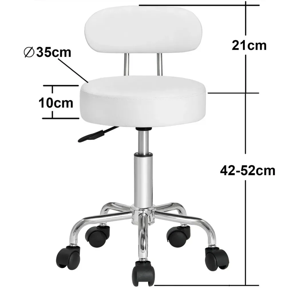 Rollhocker weiß mit Rückenlehne