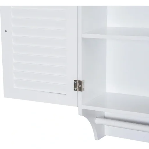 Wandschrank Hängeschrank Küchenschrank Mehrzweckschrank Lamellentüren Holz Weiß 60 x 22,5 x 64 cm