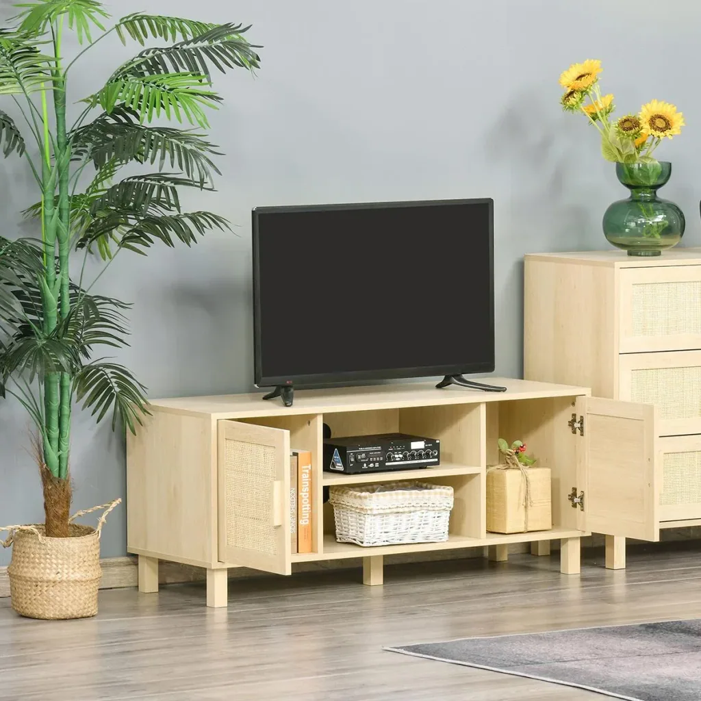 Fernsehschrank mit Rattanoptik natur