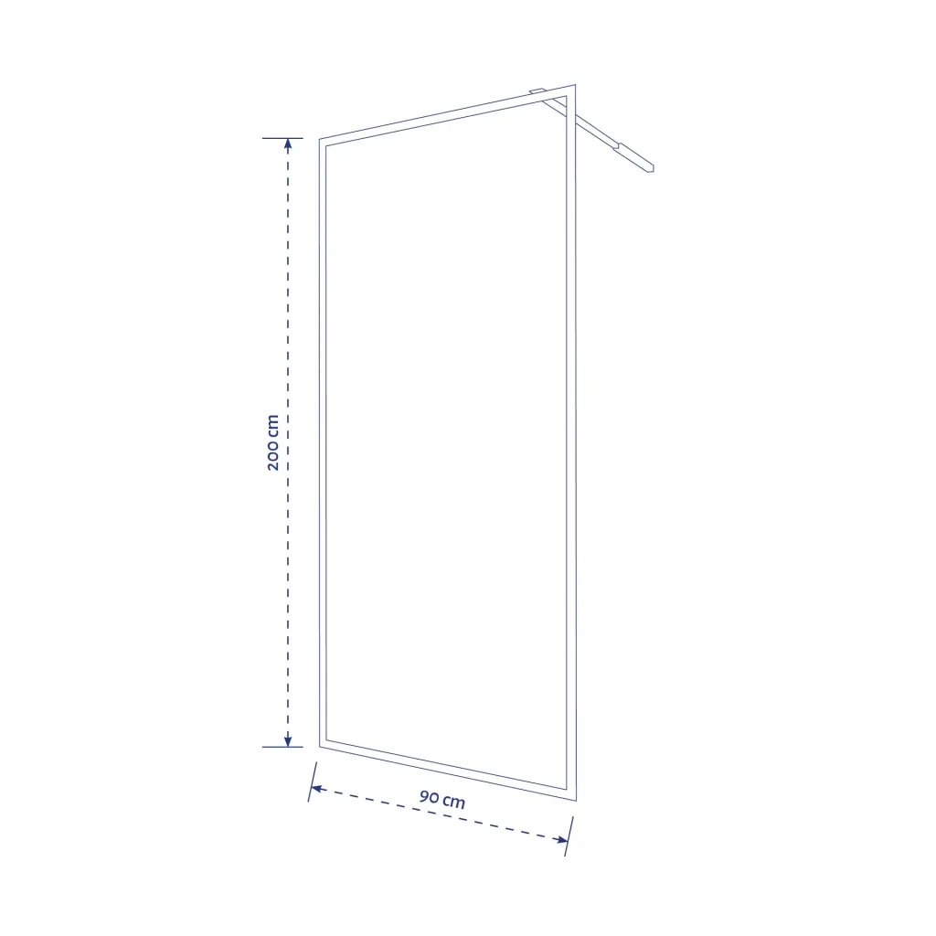 Walk-IN Glas-Duschwand 90 x 200 cm, Duschabtrennung mit barrierefreiem Einstieg inklusive Halterungsstange, matt schwarz