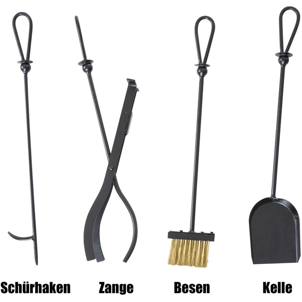 Kaminholzständer mit Kaminbesteck schwarz