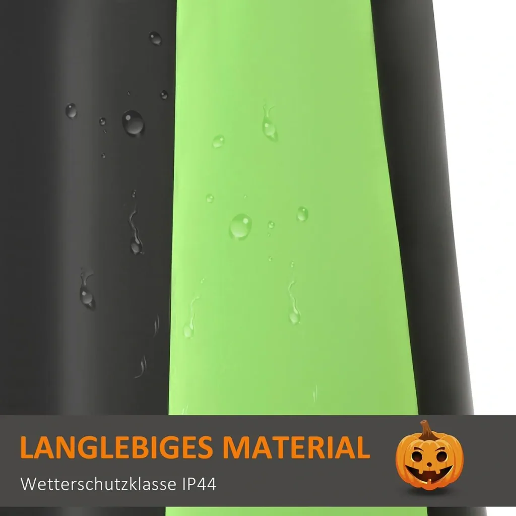 Aufblasbar Kürbis Halloween Dekoration Selbstaufblasend Gespenst mit LED Polyester Grün+schwarz 100 x 96 x 270 cm