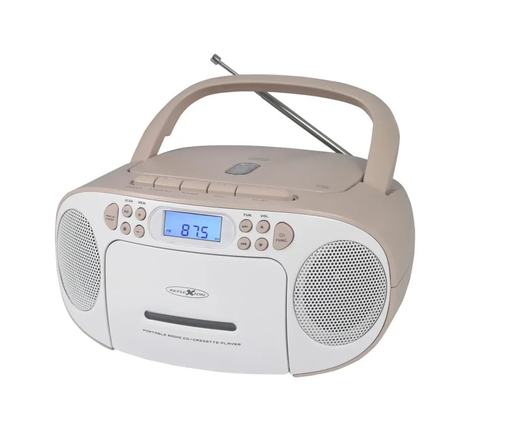 CD Radio Boombox mit UKW-Radio, CD, Kassette und AUX-IN, pink