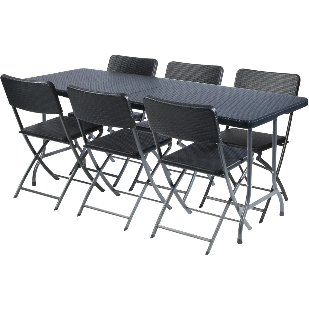 klapptisch - in rattan-optik - 180 x 75 x 74 cm