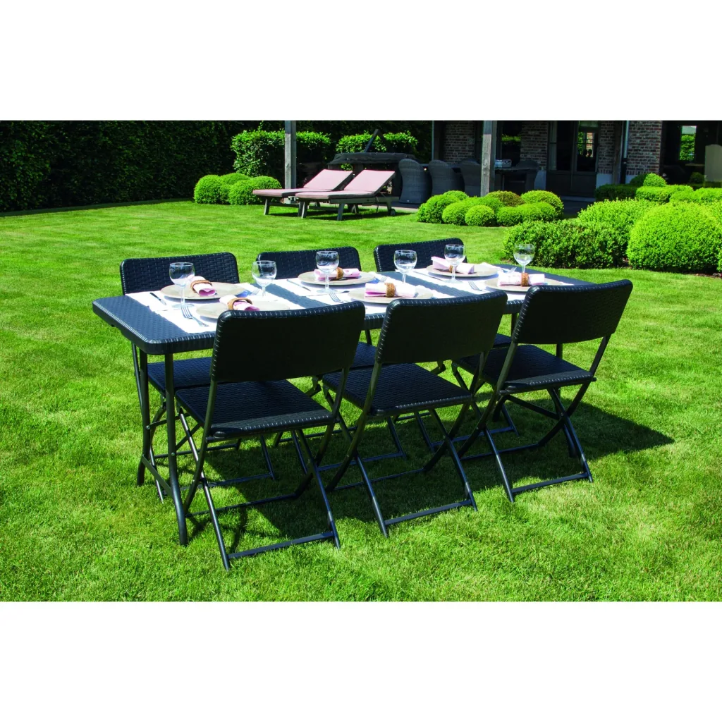 klapptisch - in rattan-optik - 180 x 75 x 74 cm