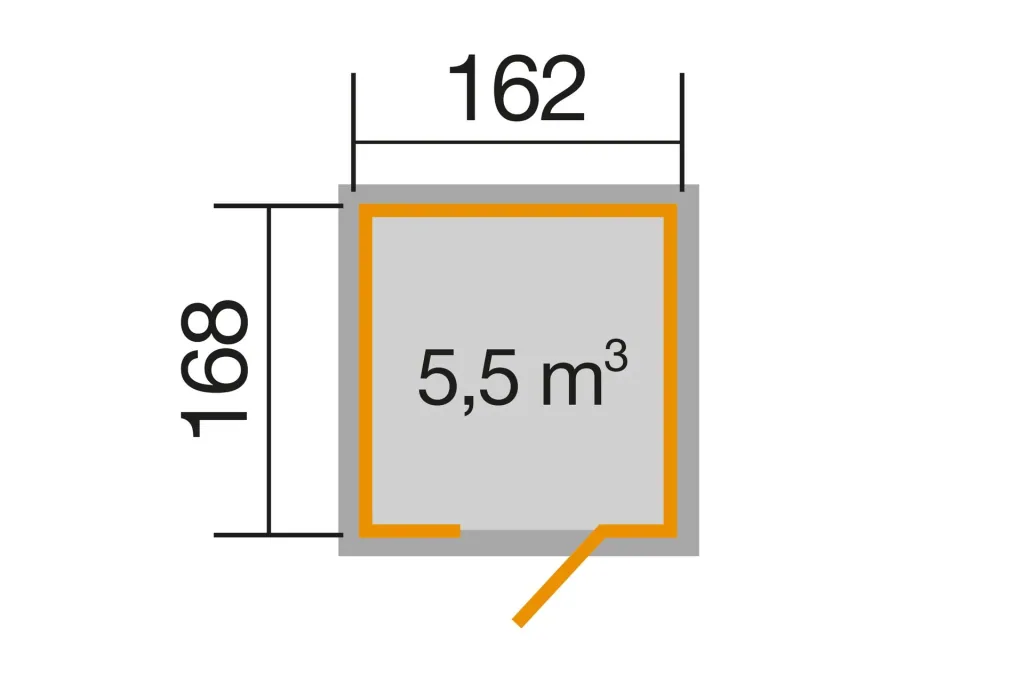 Schwedenhaus Gr. 1, L x B x H 200 x 208 x 220 cm, sägerauh, anthrazit, mit Einzeltür und Fenster