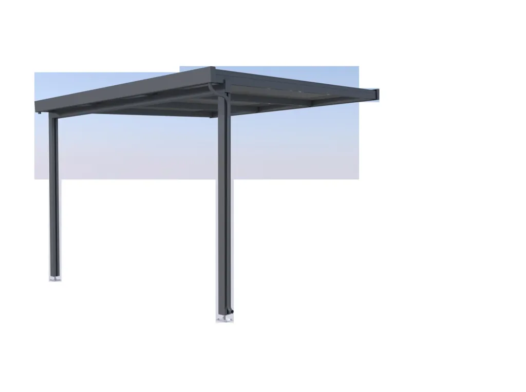Terrassendach Premium, anthrazit, 3094 x 3060 mm - Polycarbonat Stegplatten 16 mm, weiß gestreift