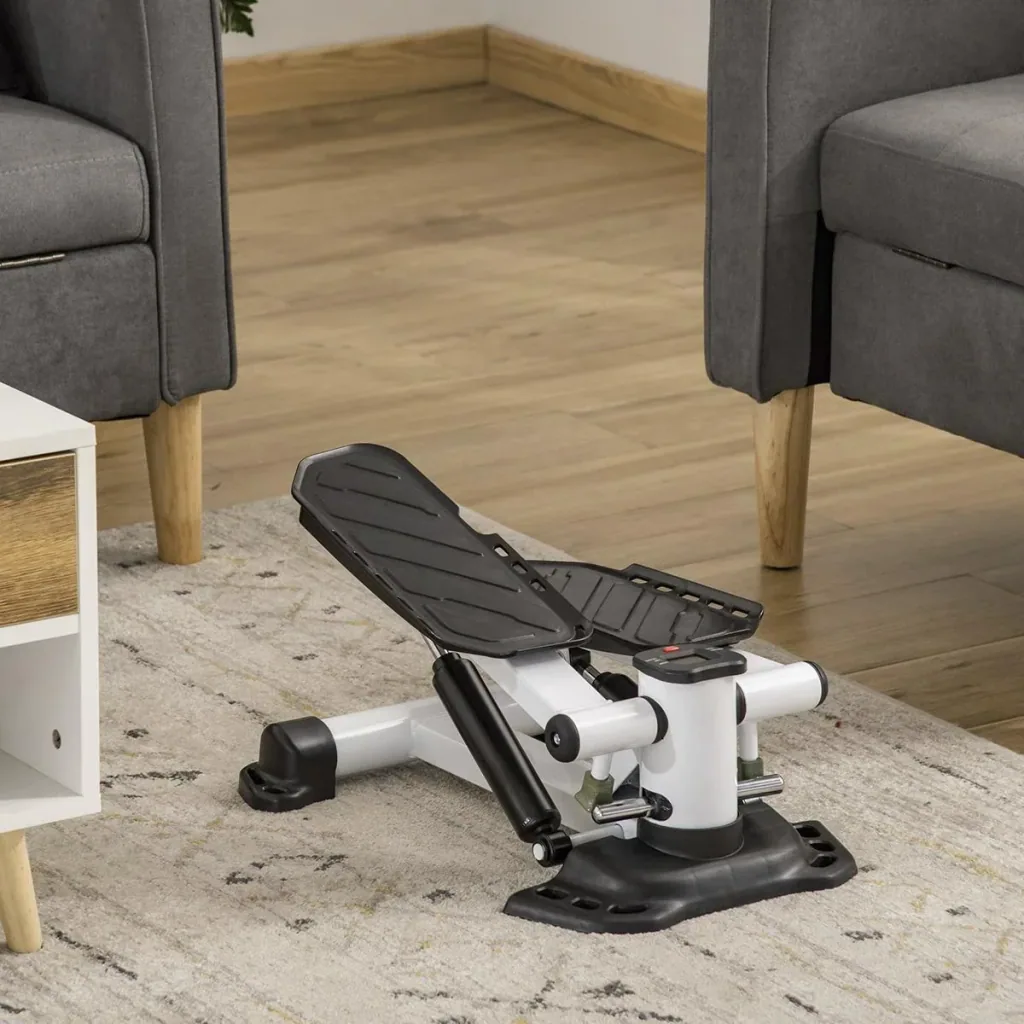 Mini Stepper Minifahrrad Fitness Heimtrainer LCD-Bildschirm mit zwei großen Pedalen Metall ABS Weiß+Schwarz 48 x 34 x 21