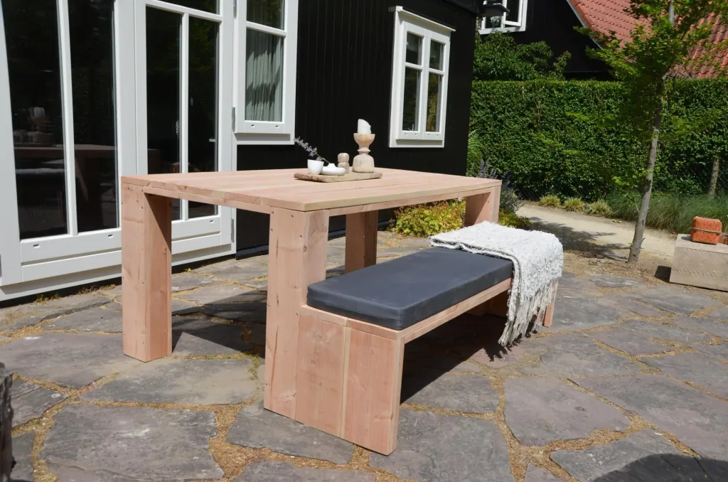 Gartenbank Douglas Holz 150 cm inkl. Wasser- und schmutzabweisendem Kissen Anthrazit