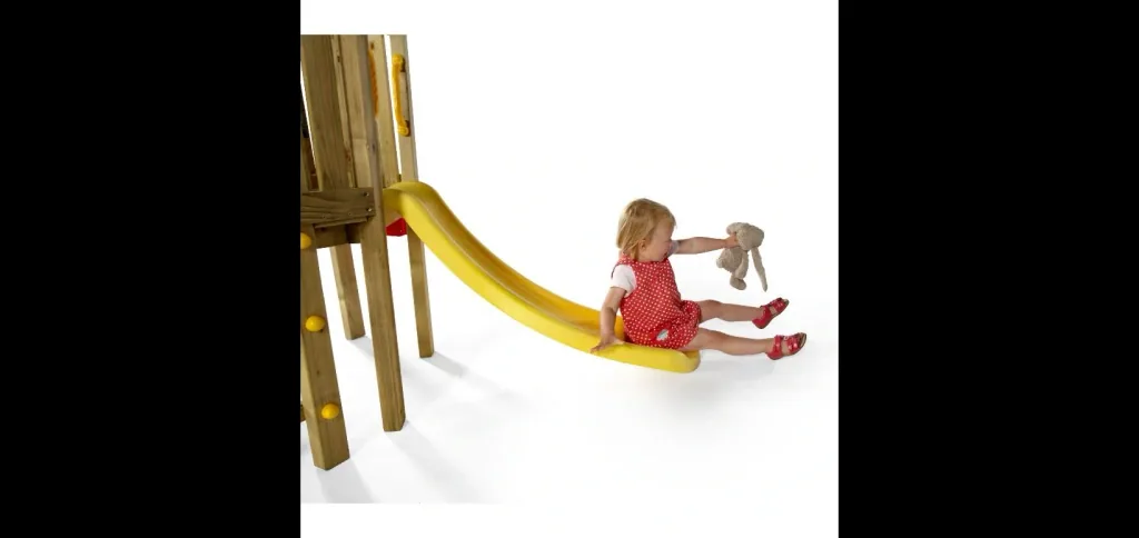 Kleinkinder Turm mit Babyschaukel, Outdoor-Kletterturm für Kleinkinder aus Holz, Babyschaukel, Rutsche, natur