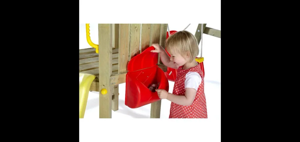 Kleinkinder Turm mit Babyschaukel, Outdoor-Kletterturm für Kleinkinder aus Holz, Babyschaukel, Rutsche, natur