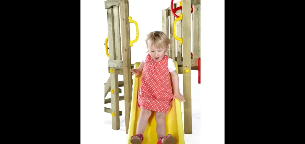 Kleinkinder Turm mit Babyschaukel, Outdoor-Kletterturm für Kleinkinder aus Holz, Babyschaukel, Rutsche, natur
