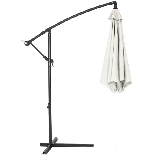 Sonnenschirm faltbarer Aluminium Creme mit Kurbel Ø 300 cm