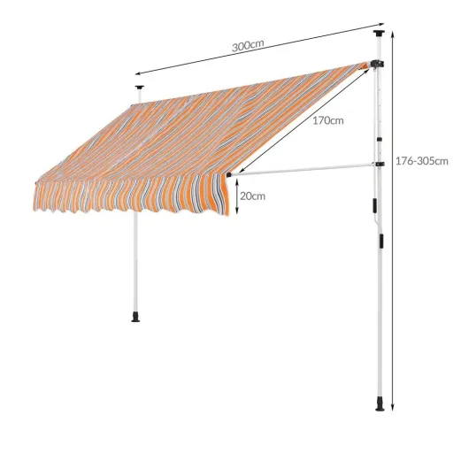 Klemmmarkise gelb/blau 300cm