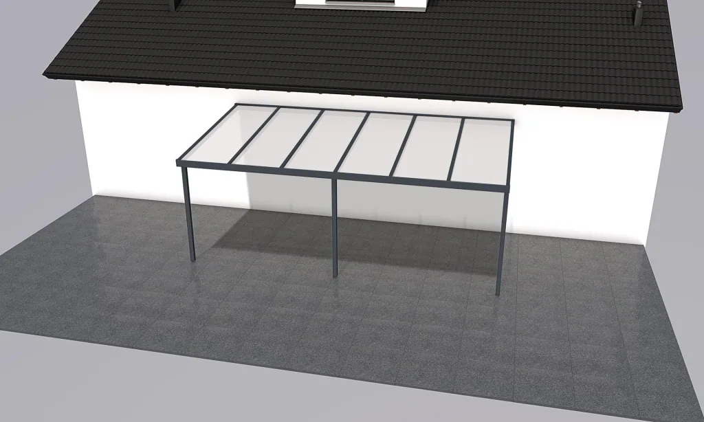 Terrassendach Premium, anthrazit, 6110 x 3060 mm - Polycarbonat Stegplatten 16 mm, opal