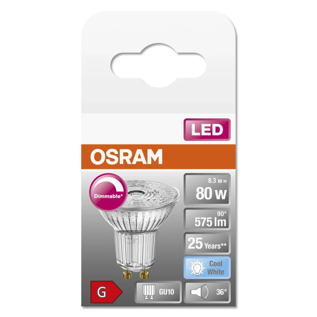 LED Superstar Reflektorlampe PAR16 mit 8 Watt, GU10, kaltweiß, 36°, dimmbar
