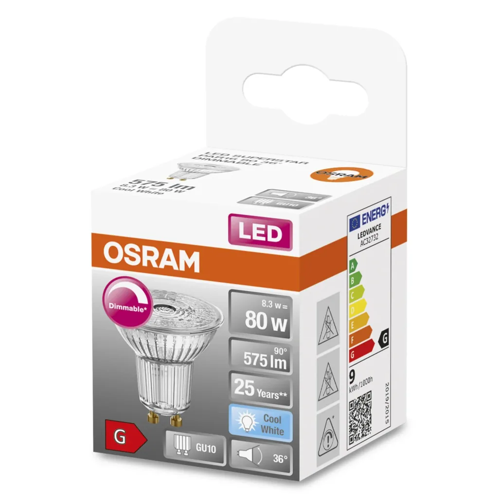 LED Superstar Reflektorlampe PAR16 mit 8 Watt, GU10, kaltweiß, 36°, dimmbar