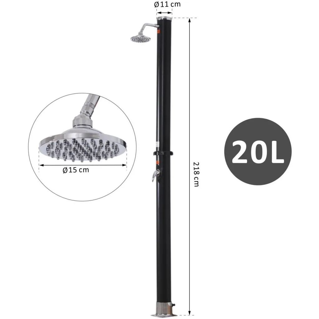 Solar Gartendusche Campingdusche Pooldusche Schwimmenbaddusche 20 L bis 60 ? PVC Ø11 x 218 cm