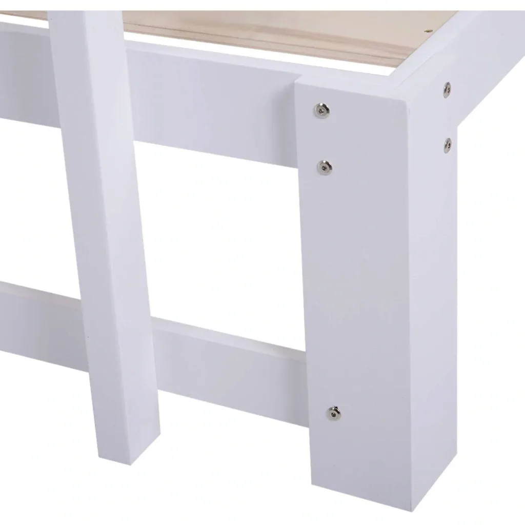 Bett Holzbett Bettgestell Doppelbett Kiefer massiv inkl. Lattenrost einfache Montage mit Stauraum Weiß 218 x 143 x 82 cm