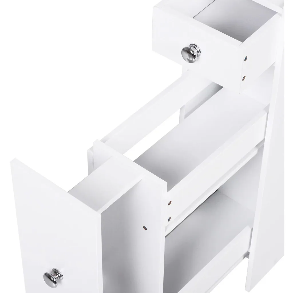 Badmöbel Badezimmerschrank Badschrank mit 2 Schubladen und 1 Ablagefach Holz Weiß 48 x 17 x 58 cm
