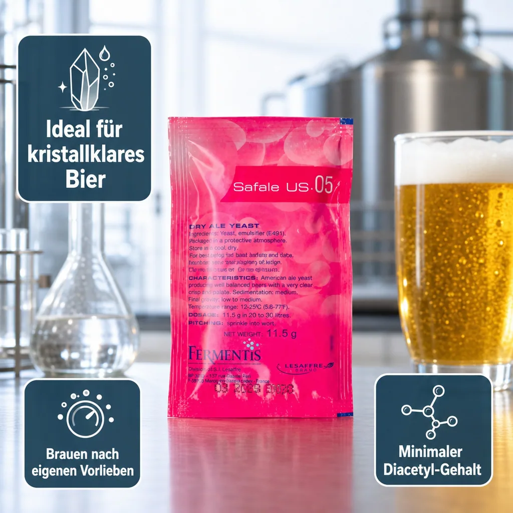 Trockenhefe, Bierhefe SAFALE US-05(56) 11.5gr: Für ausgewogenes Bier