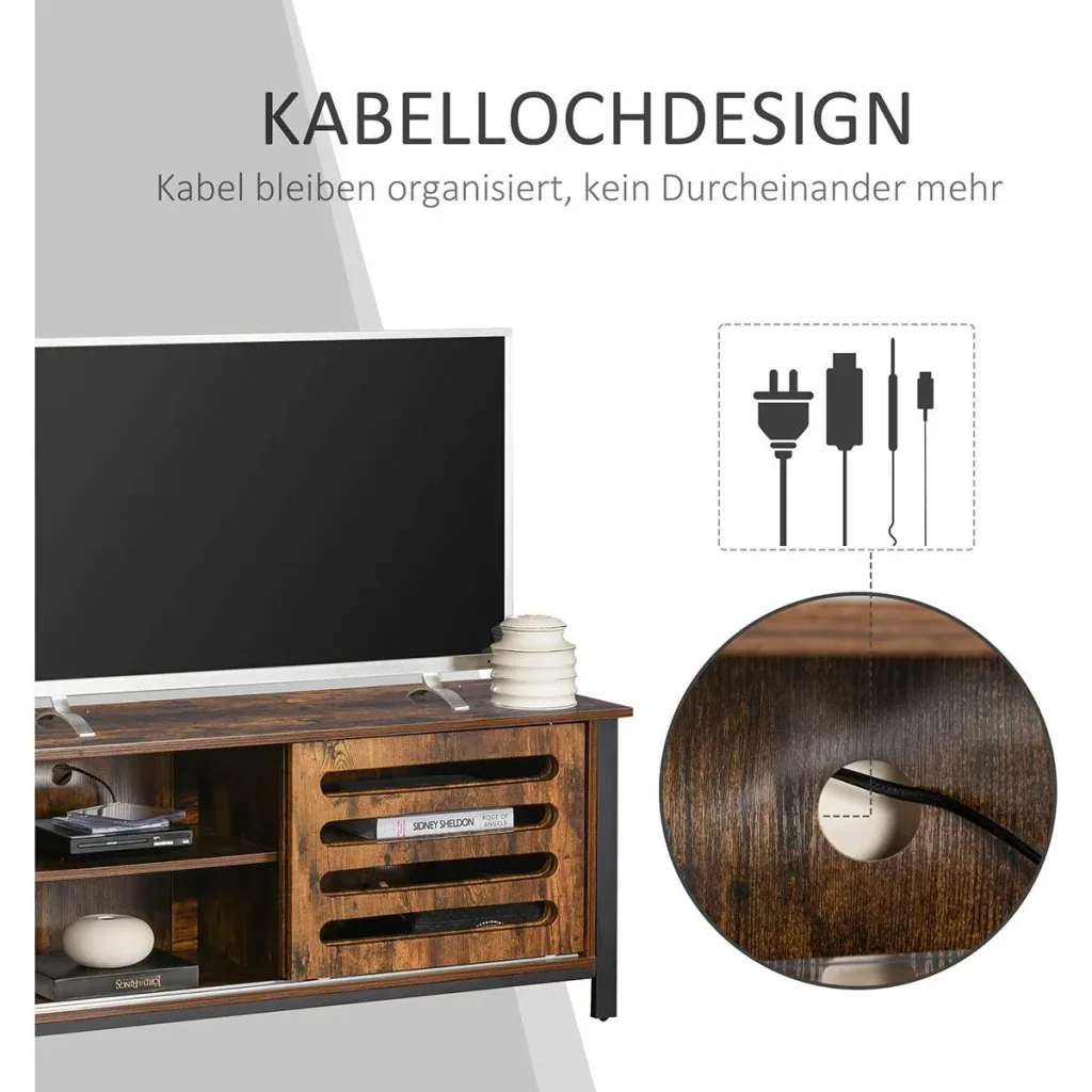 TV Schrank Fernsehschrank Fernsehtisch TV Lowboard Kommode für Fernseher kleiner als 50" mit 2 Türen Regal Industriedesi