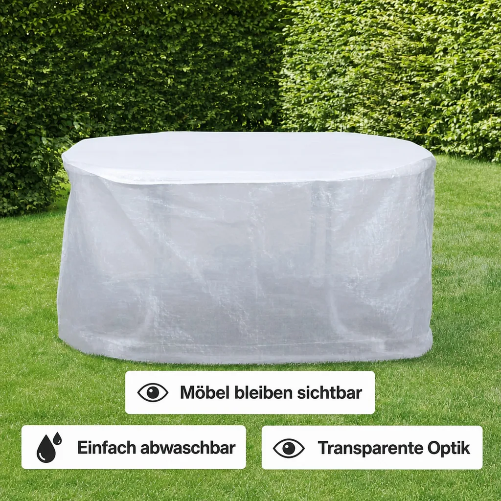 Gartentisch Schutzhülle, transparent, 143x93x83cm, Tisch Abdeckung, wasserabweisend